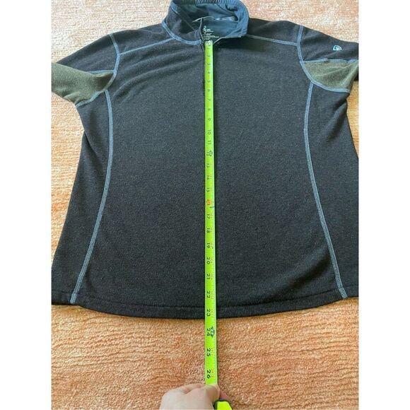 KUHL Revel 1/4 Zip Sweater Fleece Jacket Pullover Medium Olive Green & Charcoal - Picture 7 of 9